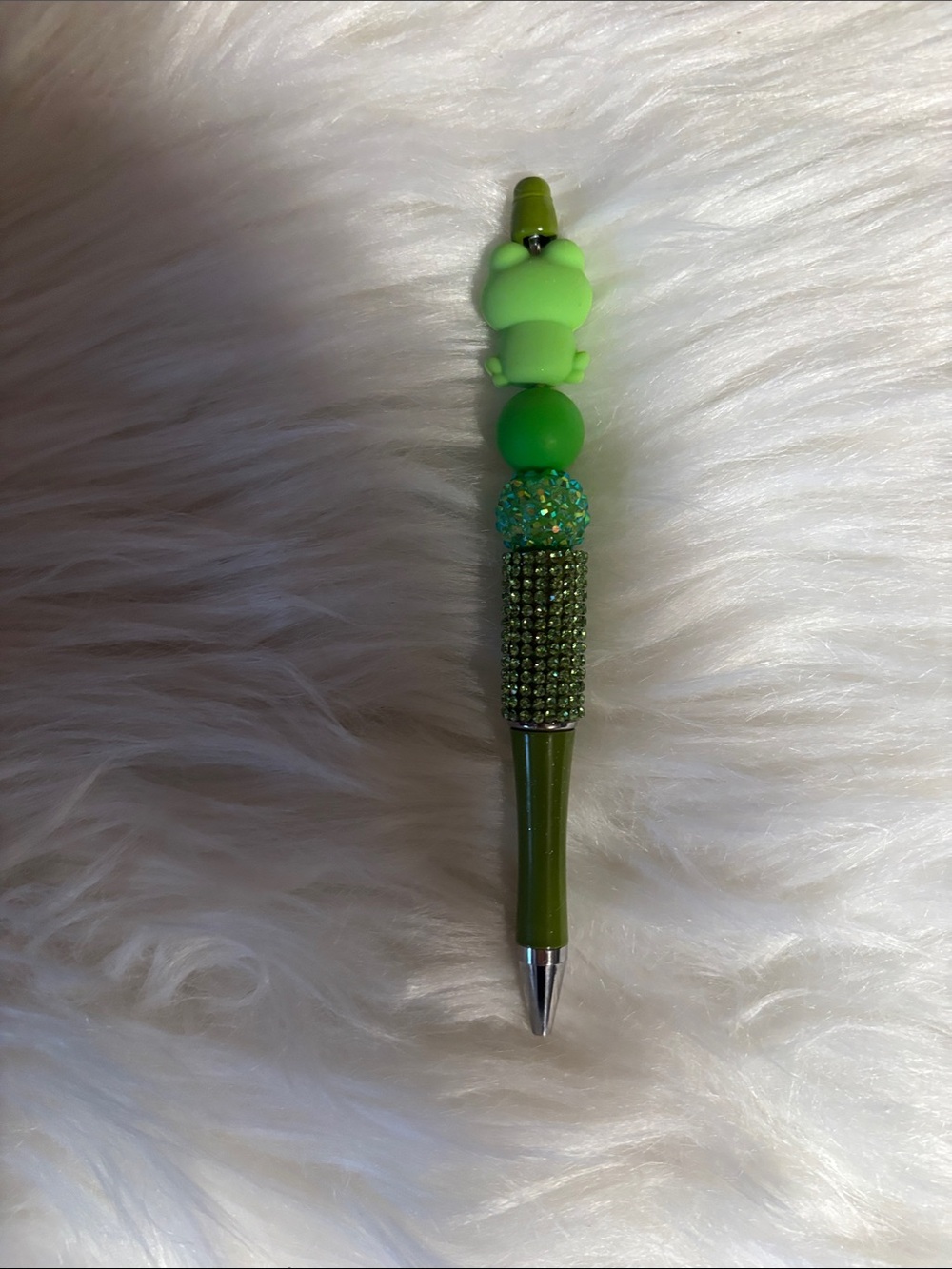 Green Frog Beaded Kids Pen - Unbranded